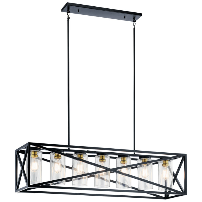 Kichler 44082BK Seven Light Linear Chandelier, Black