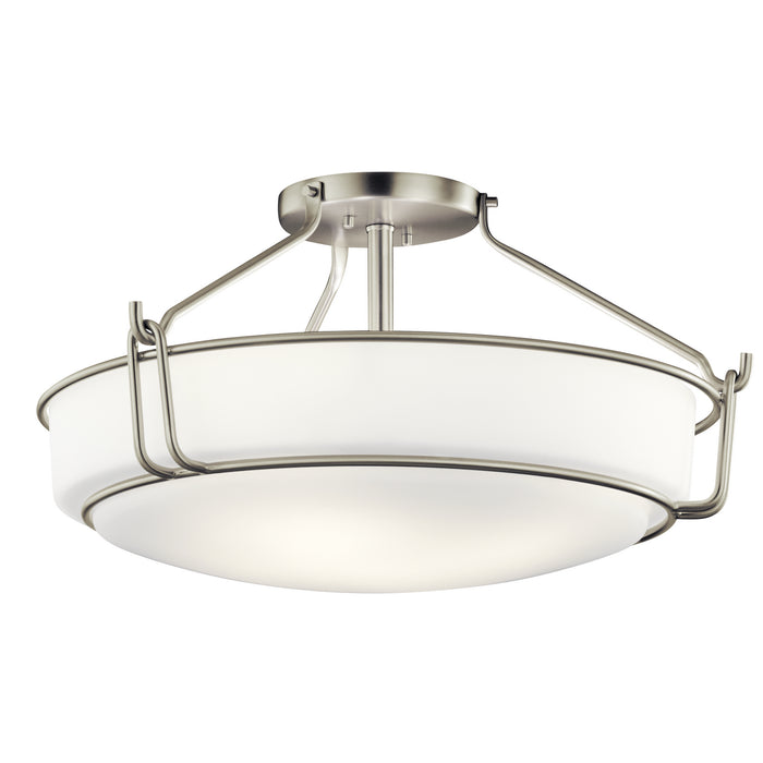 Kichler 44086NI Four Light Semi Flush Mount, Brushed Nickel