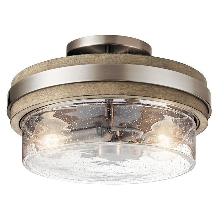 Kichler 44100CLP Two Light Semi Flush Mount, Classic Pewter