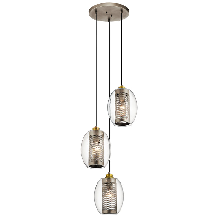 Kichler 44103AP Three Light Pendant, Antique Pewter