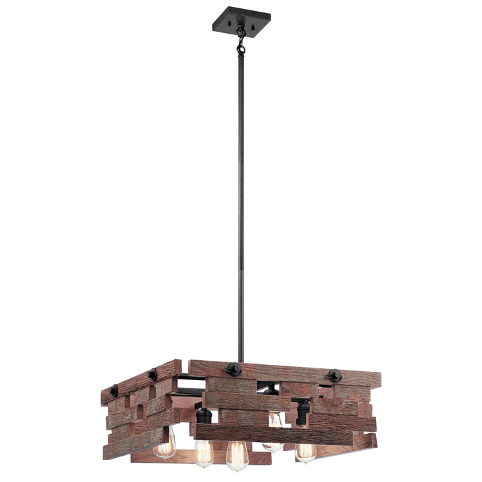 Kichler 44228AVI Five Light Pendant, Anvil Iron