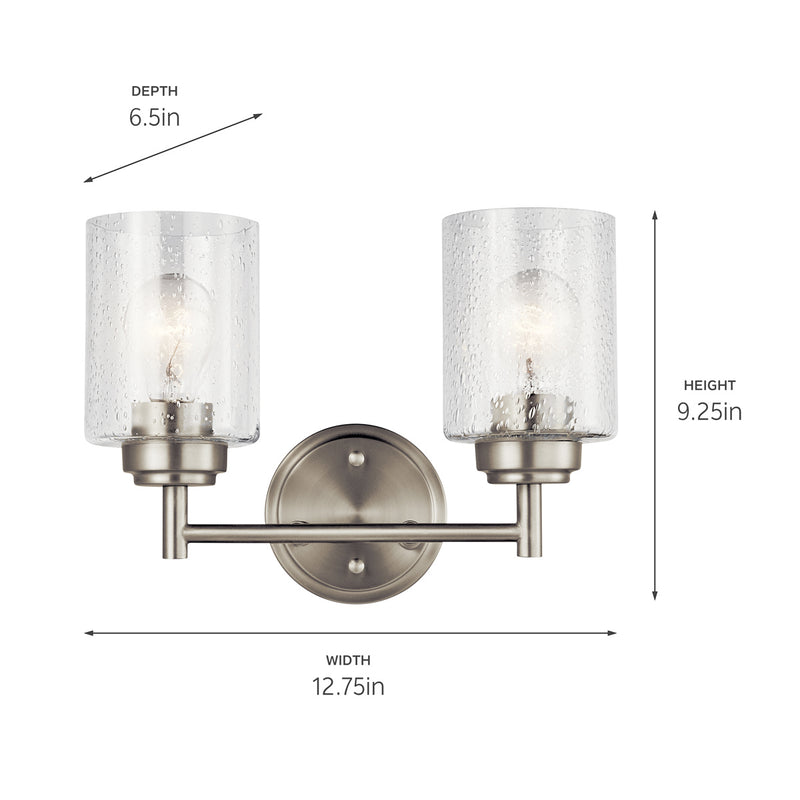 Kichler 45885NI Two Light Bath, Brushed Nickel