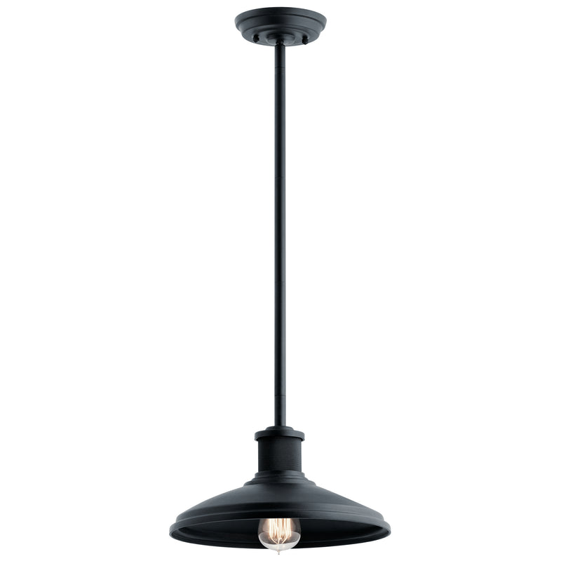 Kichler 49982BKT One Light Outdoor Pendant/Semi Flush, Textured Black