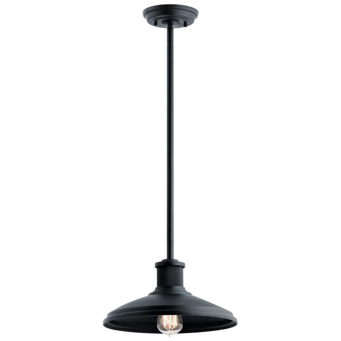 Kichler 49982BKT One Light Outdoor Pendant/Semi Flush, Textured Black