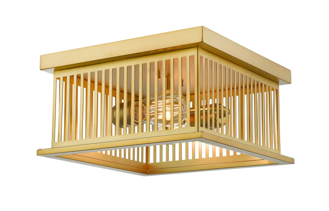 Z-Lite 333F2BR Two Light Flush Mount, Brass