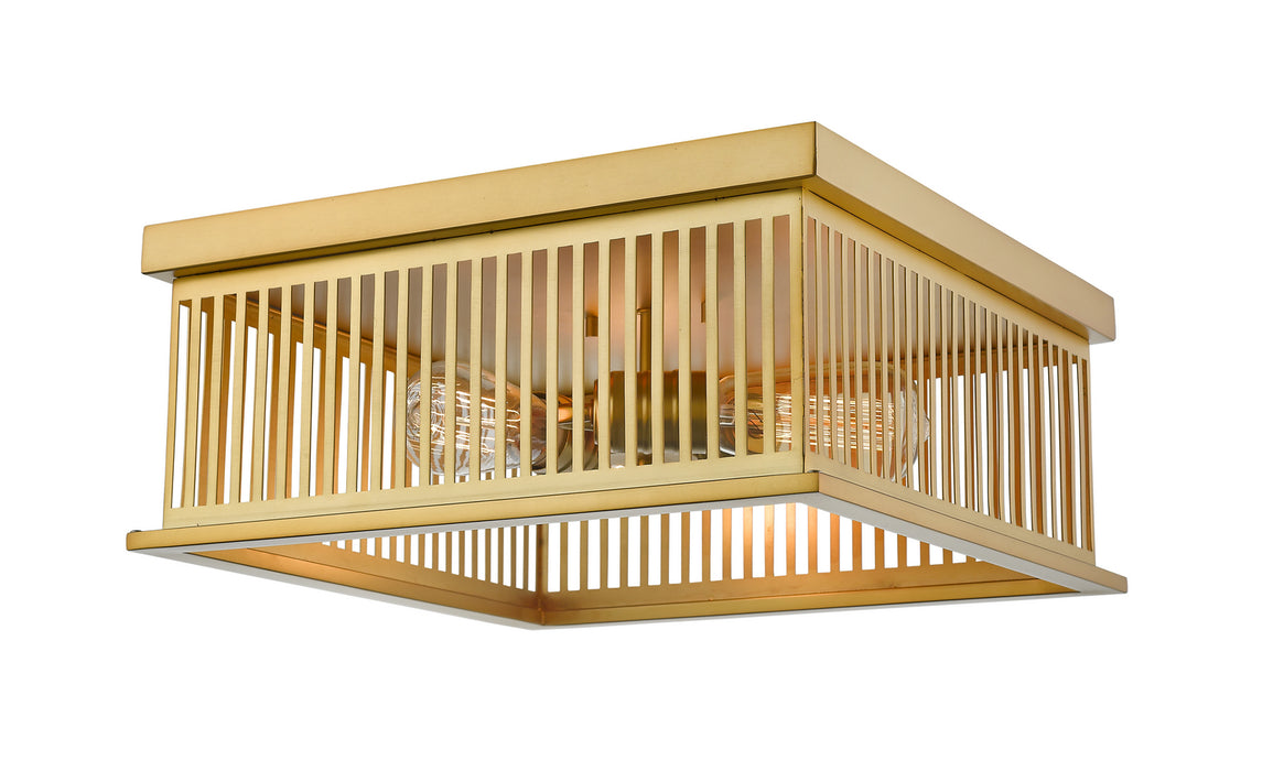 Z-Lite 333F3BR Three Light Flush Mount, Brass