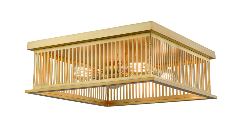 Z-Lite 333F4BR Four Light Flush Mount, Brass