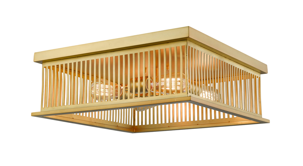 Z-Lite 333F4BR Four Light Flush Mount, Brass