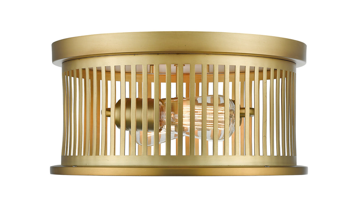 Z-Lite 334F2BR Two Light Flush Mount, Brass
