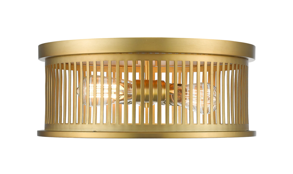 Z-Lite 334F3BR Three Light Flush Mount, Brass