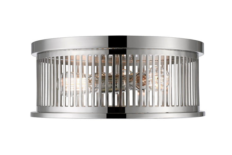 Z-Lite 334F3PN Three Light Flush Mount, Polished Nickel