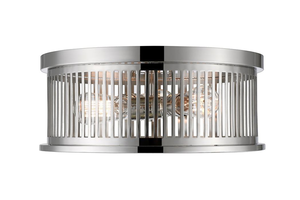 Z-Lite 334F3PN Three Light Flush Mount, Polished Nickel