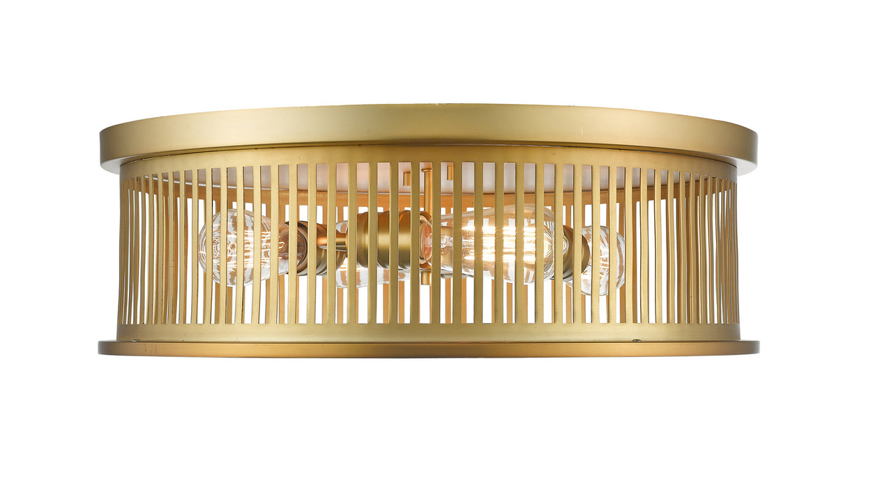 Z-Lite 334F4BR Four Light Flush Mount, Brass
