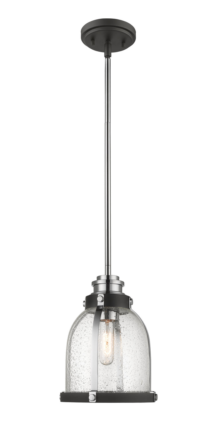 Z-Lite 337MP-MB+CH One Light Pendant, Matte Black + Chrome