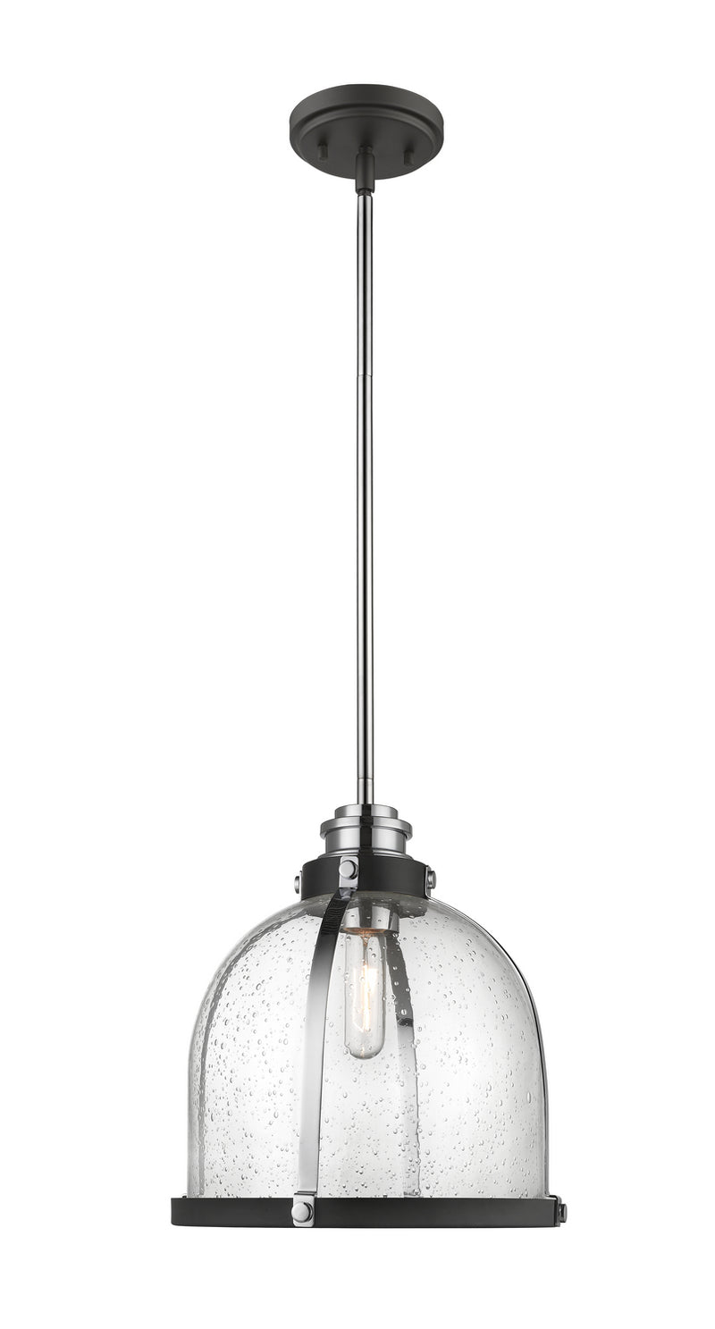 Z-Lite 337P12MB+CH One Light Pendant, Matte Black + Chrome