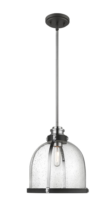 Z-Lite 337P12MB+CH One Light Pendant, Matte Black + Chrome