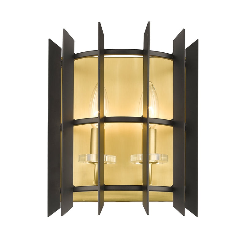Z-Lite 338-2S-MB+SBR Two Light Wall Sconce, Satin Brass