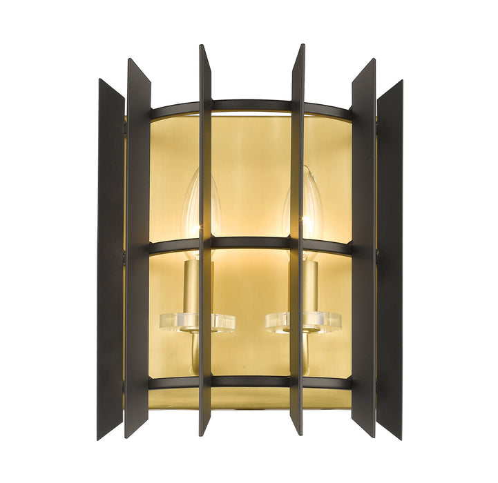 Z-Lite 338-2S-MB+SBR Two Light Wall Sconce, Satin Brass