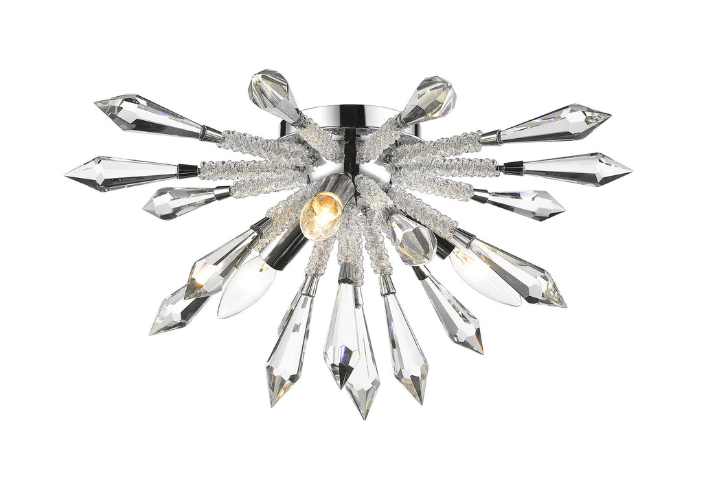 Z-Lite 4002F3 Three Light Flush Mount, Chrome