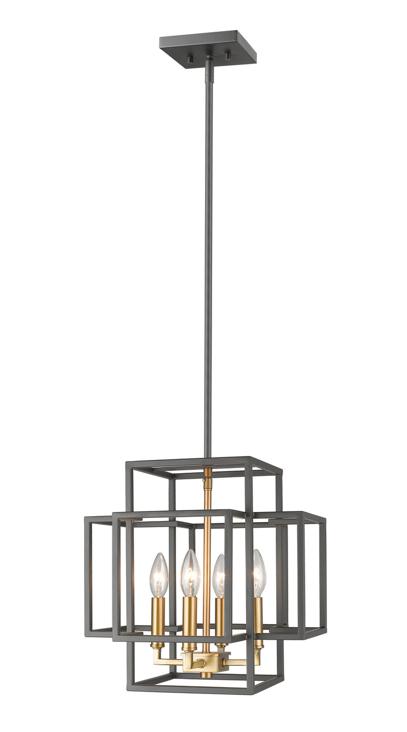 Z-Lite 454-14BRZ-OBR Four Light Pendant, Bronze + Olde Brass