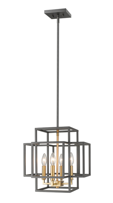 Z-Lite 454-14BRZ-OBR Four Light Pendant, Bronze + Olde Brass