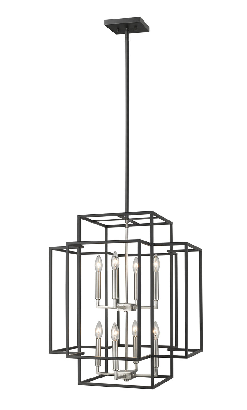 Z-Lite 454-28BK-BN Eight Light Chandelier, Black + Brushed Nickel
