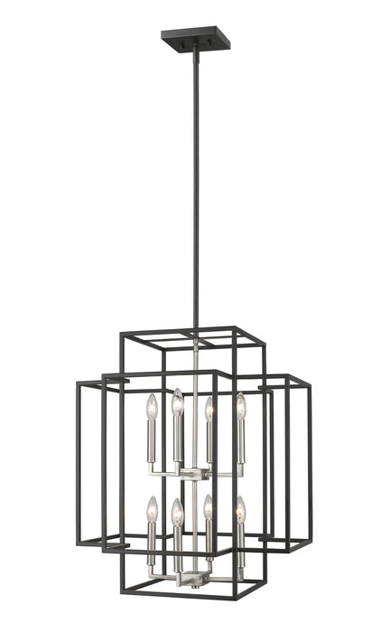 Z-Lite 454-28BK-BN Eight Light Chandelier, Black + Brushed Nickel