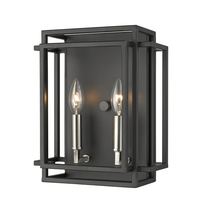 Z-Lite 454-2S-BK-BN Two Light Wall Sconce, Black + Brushed Nickel