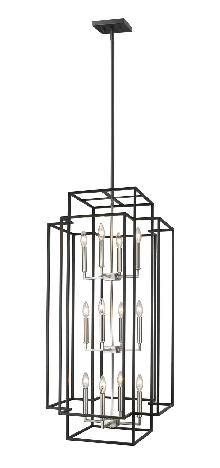 Z-Lite 454-42BK-BN 12 Light Chandelier, Black + Brushed Nickel