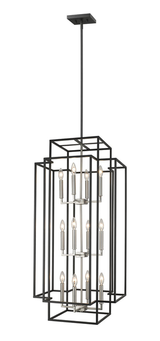 Z-Lite 454-42BK-BN 12 Light Chandelier, Black + Brushed Nickel