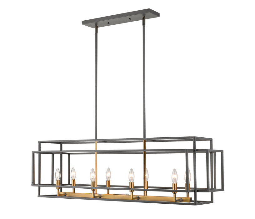 Z-Lite 454-44L-BRZ-OBR Eight Light Linear Chandelier, Bronze + Olde Brass