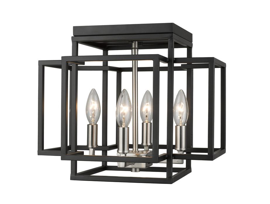 Z-Lite 454F-BK-BN Four Light Flush Mount, Black + Brushed Nickel