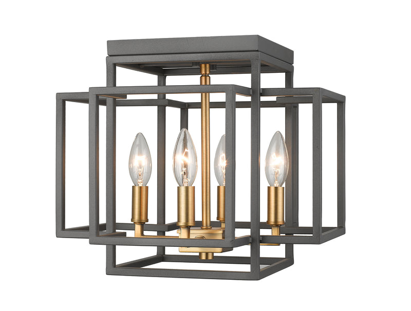 Z-Lite 454F-BRZ-OBR Four Light Flush Mount, Bronze + Olde Brass