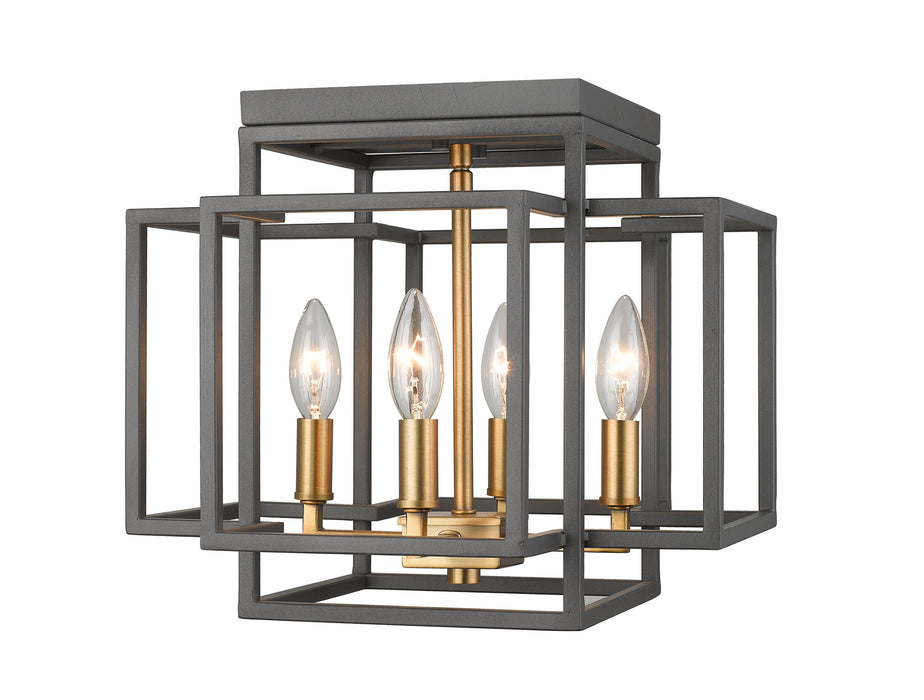 Z-Lite 454F-BRZ-OBR Four Light Flush Mount, Bronze + Olde Brass