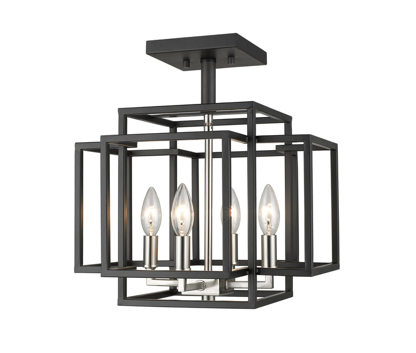 Z-Lite 454SF-BK-BN Four Light Semi Flush Mount, Black + Brushed Nickel