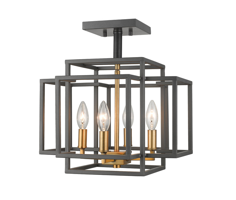Z-Lite 454SF-BRZ-OBR Four Light Semi Flush Mount, Bronze + Olde Brass