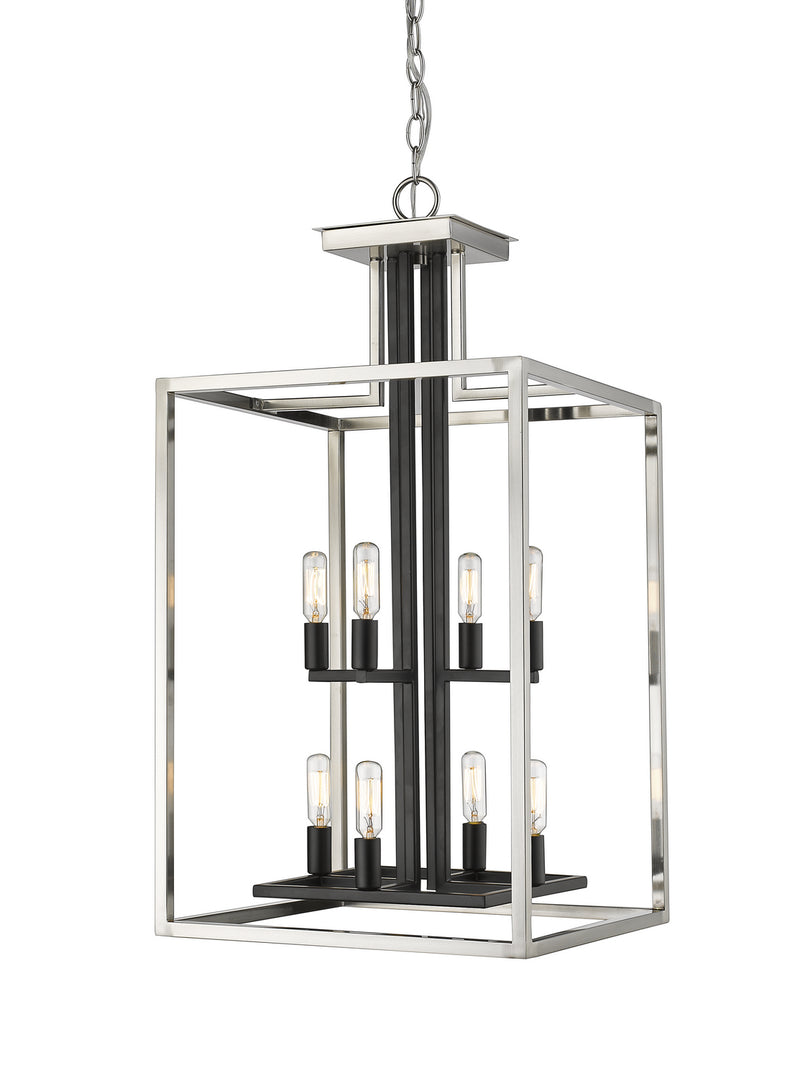 Z-Lite 456-8BN-BK Eight Light Chandelier, Brushed Nickel + Matte Black