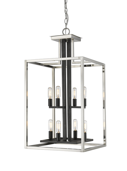Z-Lite 456-8BN-BK Eight Light Chandelier, Brushed Nickel + Matte Black