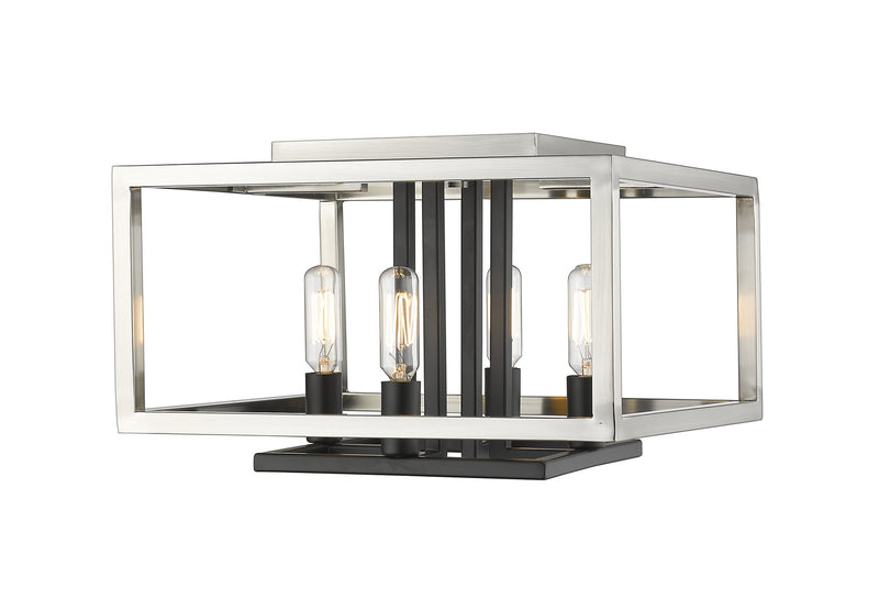 Z-Lite 456F-BN-BK Four Light Flush Mount, Brushed Nickel + Matte Black
