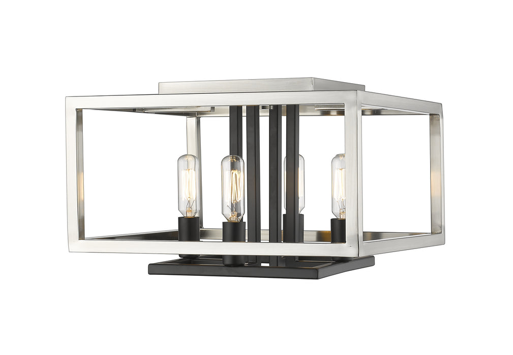 Z-Lite 456F-BN-BK Four Light Flush Mount, Brushed Nickel + Matte Black