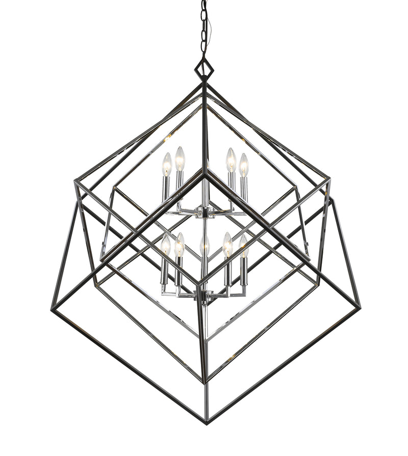 Z-Lite 457-10CH-MB Ten Light Chandelier, Chrome + Matte Black