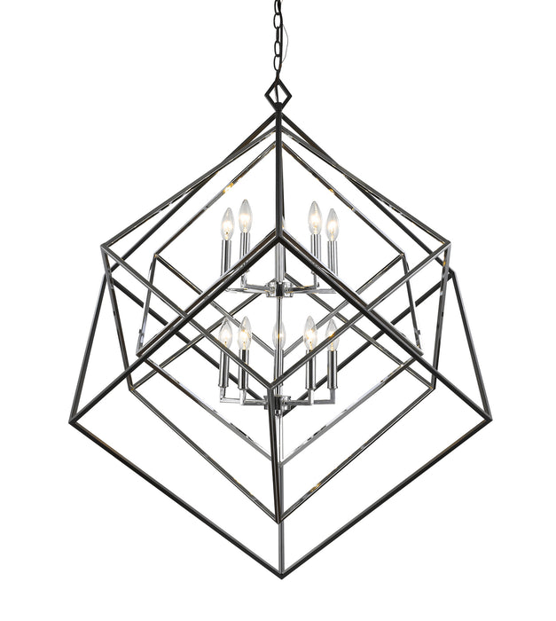 Z-Lite 457-10CH-MB Ten Light Chandelier, Chrome + Matte Black