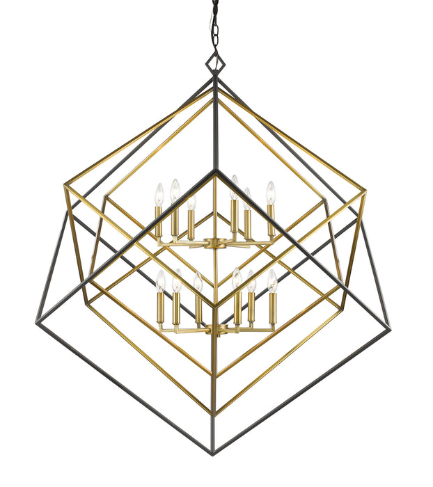 Z-Lite 457-12OBR-BRZ 12 Light Chandelier, Olde Brass + Bronze