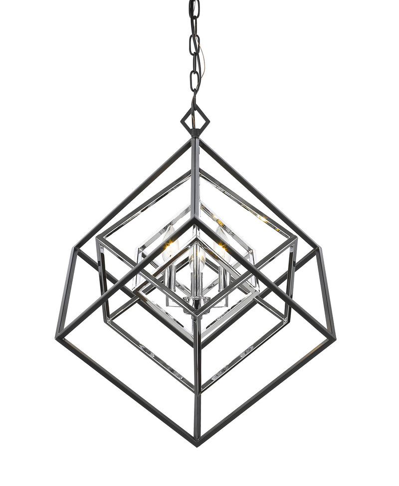 Z-Lite 457-3CH-MB Three Light Chandelier, Chrome + Matte Black