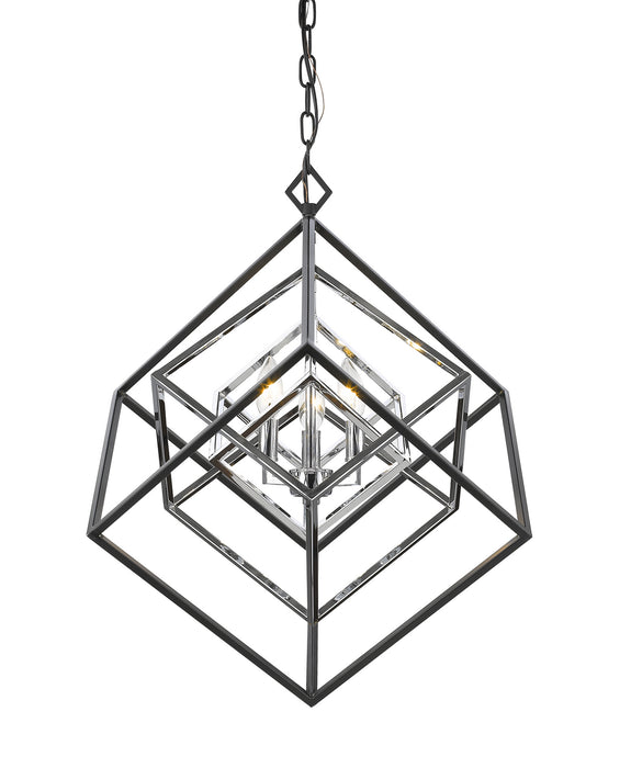 Z-Lite 457-3CH-MB Three Light Chandelier, Chrome + Matte Black