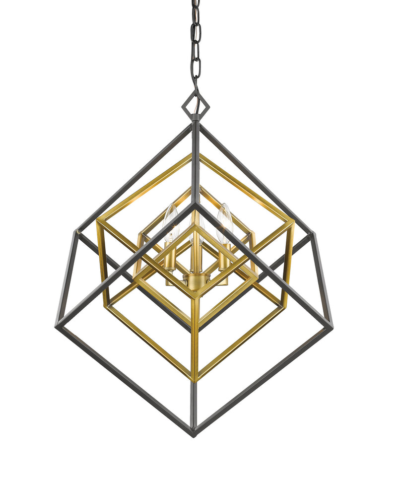 Z-Lite 457-3OBR-BRZ Three Light Chandelier, Olde Brass + Bronze