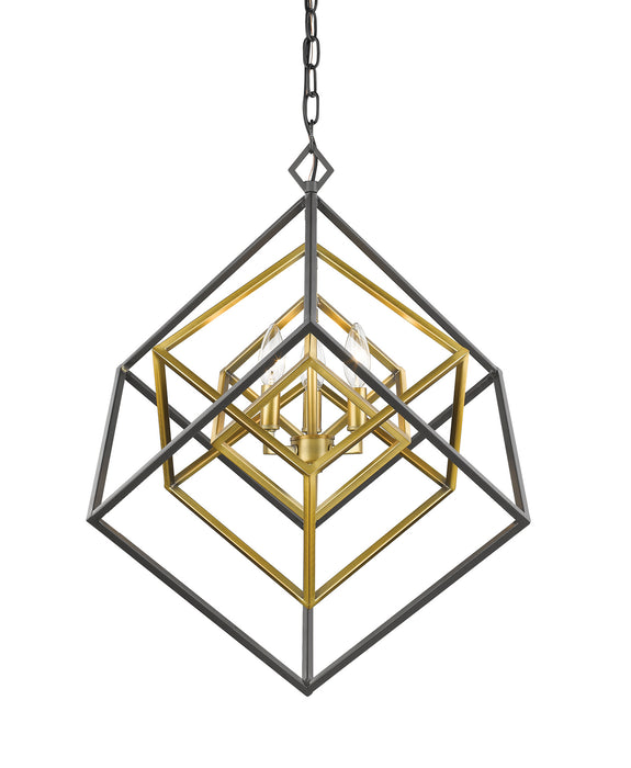 Z-Lite 457-3OBR-BRZ Three Light Chandelier, Olde Brass + Bronze