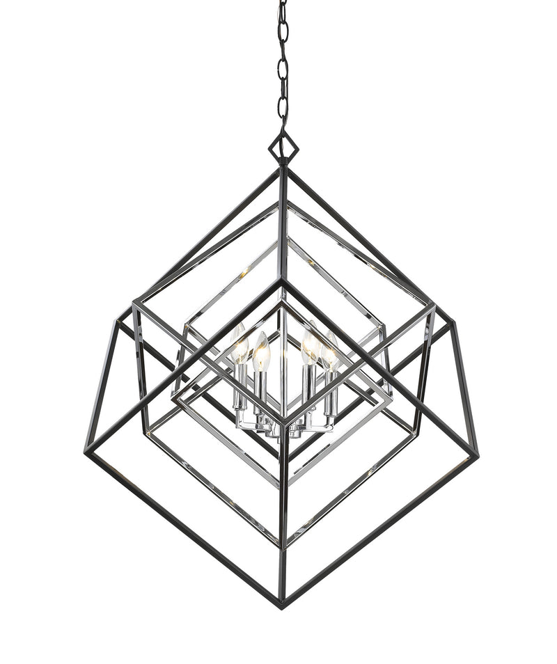 Z-Lite 457-4CH-MB Four Light Chandelier, Chrome + Matte Black
