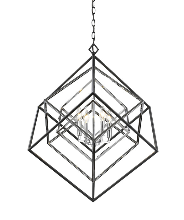 Z-Lite 457-4CH-MB Four Light Chandelier, Chrome + Matte Black