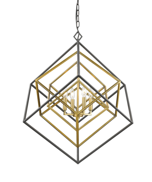 Z-Lite 457-4OBR-BRZ Four Light Chandelier, Olde Brass + Bronze